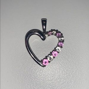 10k Gold heart w/ diamonds & pink sapphire stones